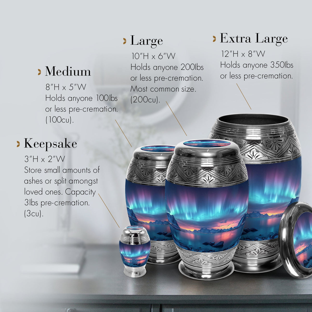 Commemorative Cremation Urns Northern Aurora Cremation Urns