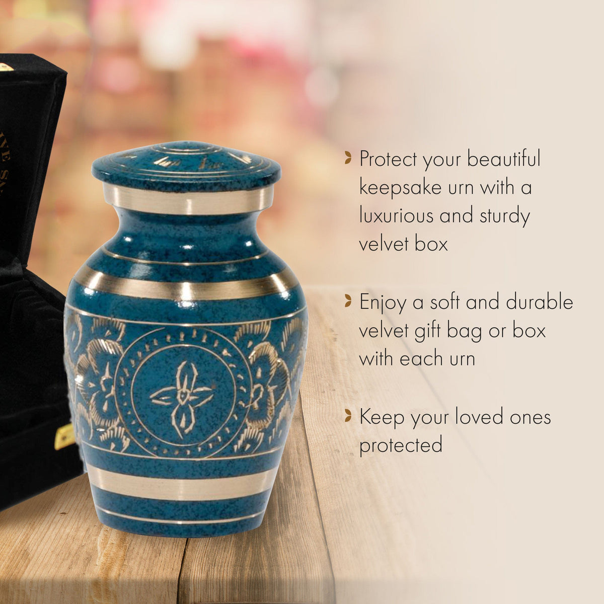 Commemorative Cremation Urns 1 Keepsake Teal Majestic Radiance Cremation Urn