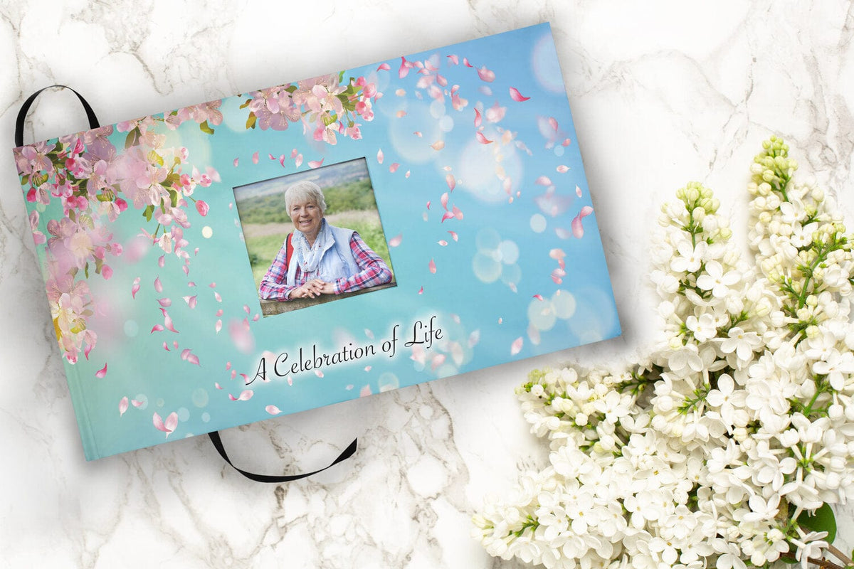 Commemorative Cremation Urns Along the Breeze Matching Themed 'Celebration of Life' Guest Book for Funeral or Memorial Service