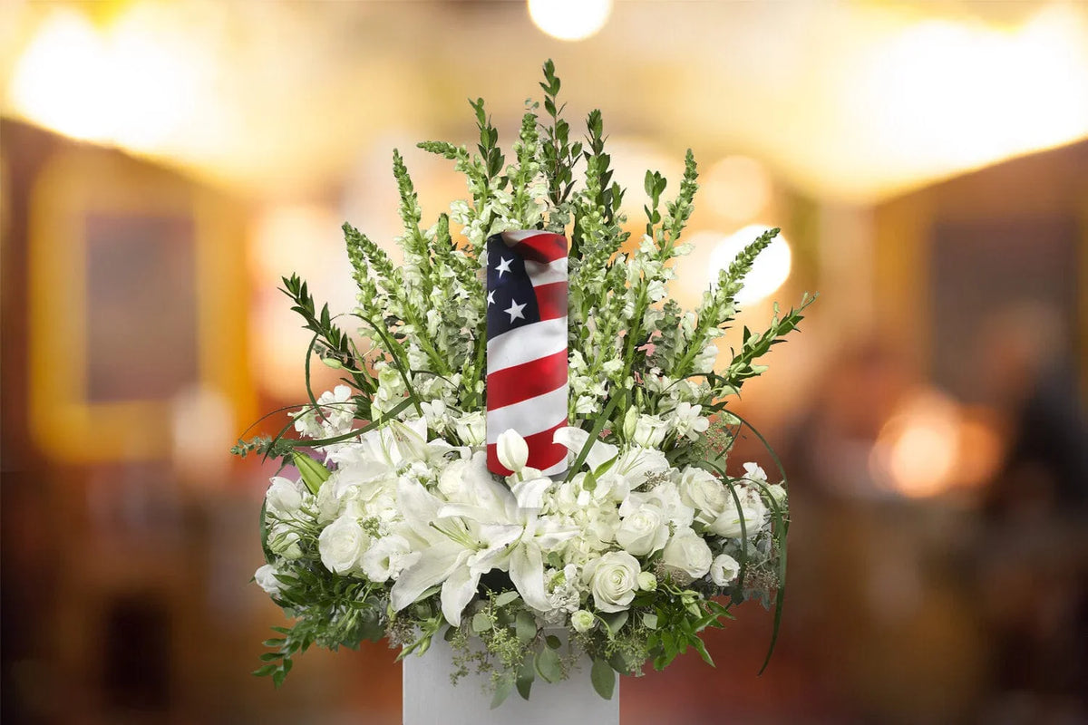 Commemorative Cremation Urns American Flag - Biodegradable & Eco Friendly Burial or Scattering Urn / Tube