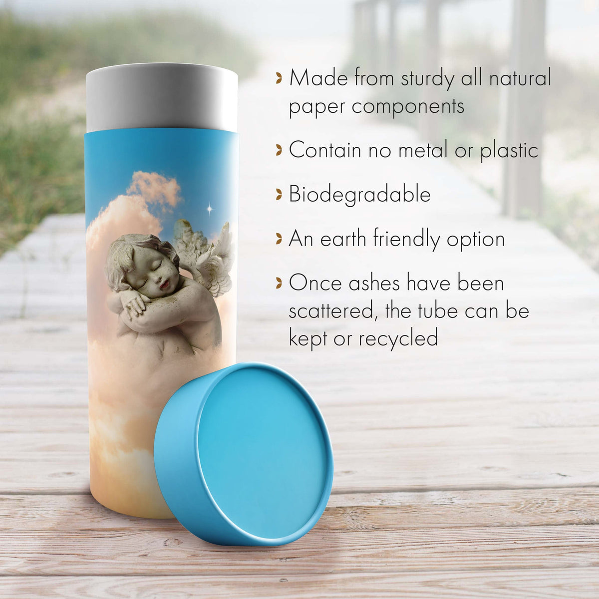 Commemorative Cremation Urns Angel of Mine - Biodegradable &amp; Eco Friendly Burial or Scattering Urn / Tube