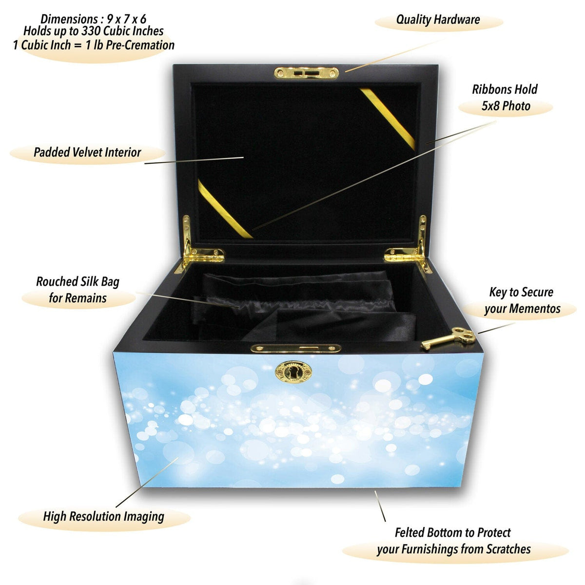 Commemorative Cremation Urns Angel of Mine (Blue) Memorial Collection Chest Cremation Urn