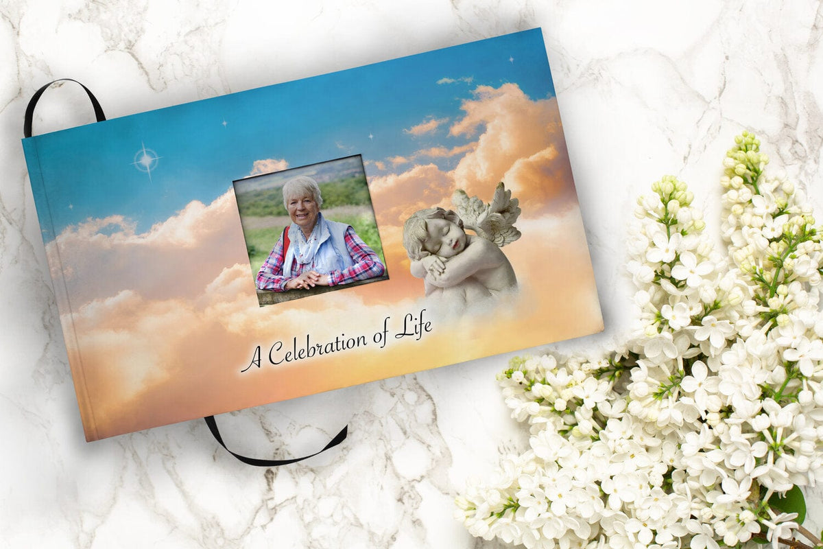 Commemorative Cremation Urns Angel of Mine Matching Themed 'Celebration of Life' Guest Book for Funeral or Memorial Service