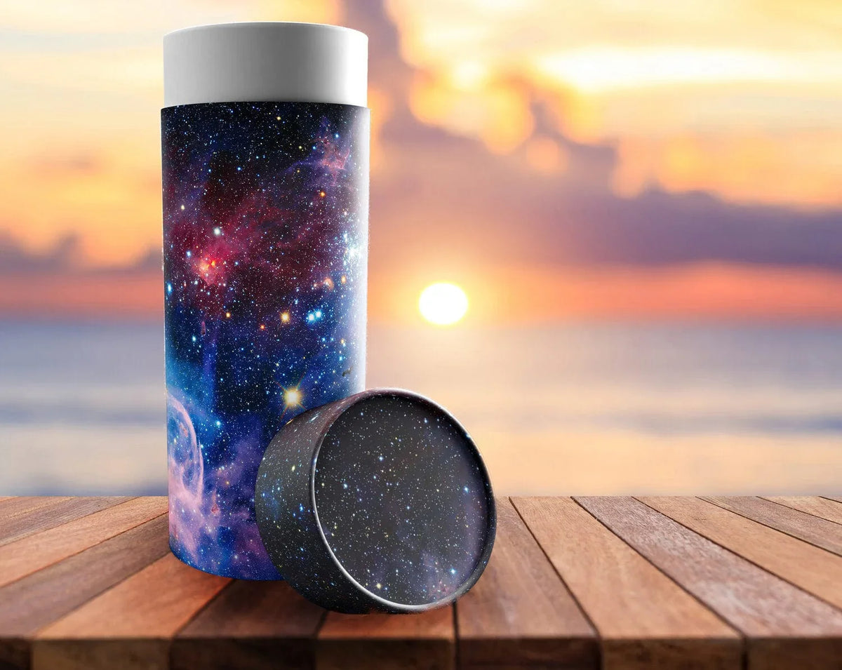 Commemorative Cremation Urns Cosmic - Biodegradable & Eco Friendly Burial or Scattering Urn / Tube