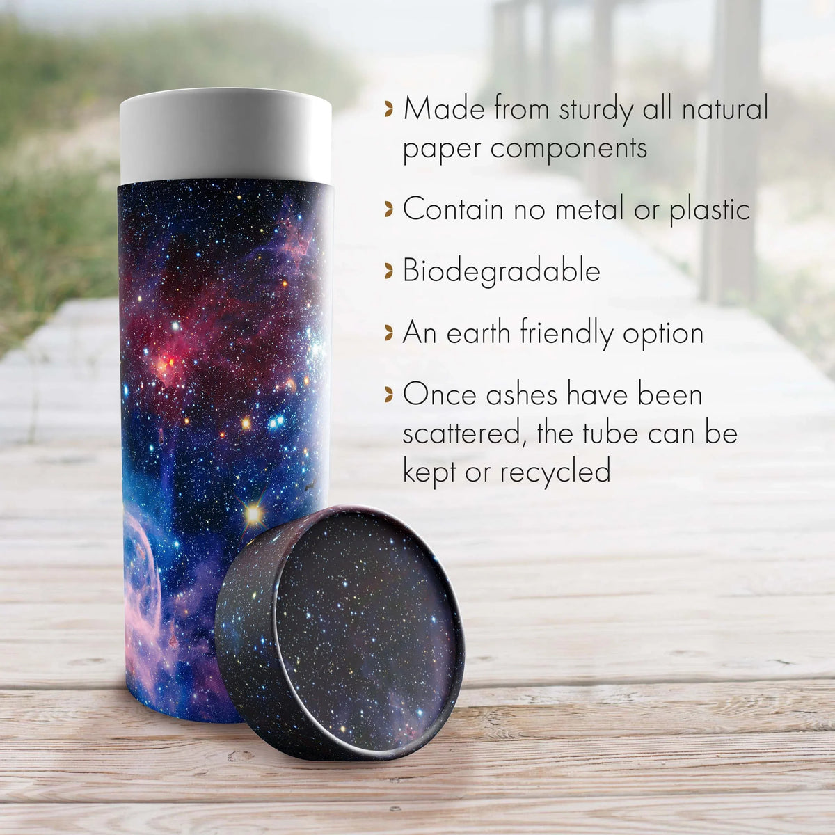 Commemorative Cremation Urns Cosmic - Biodegradable & Eco Friendly Burial or Scattering Urn / Tube