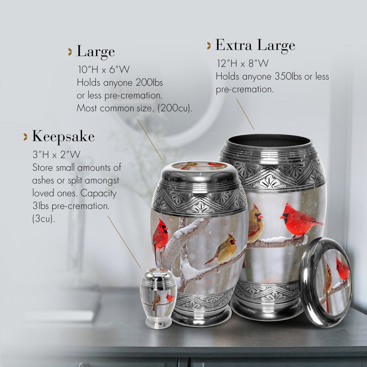 Commemorative Cremation Urns Cozy Cardinals Cremation Urn