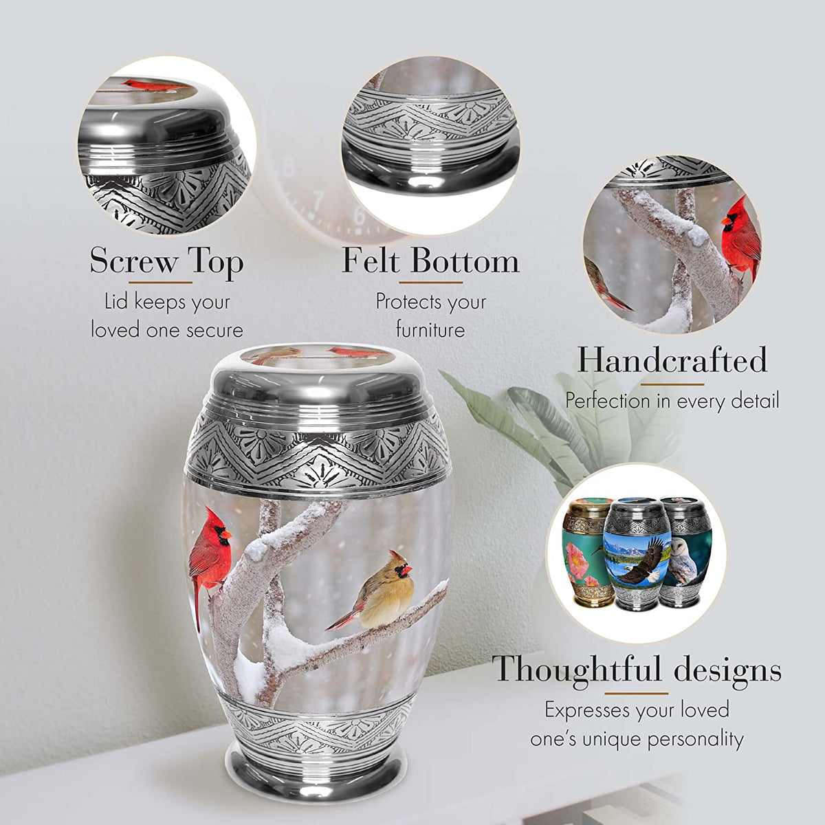 Commemorative Cremation Urns Cozy Cardinals Cremation Urn
