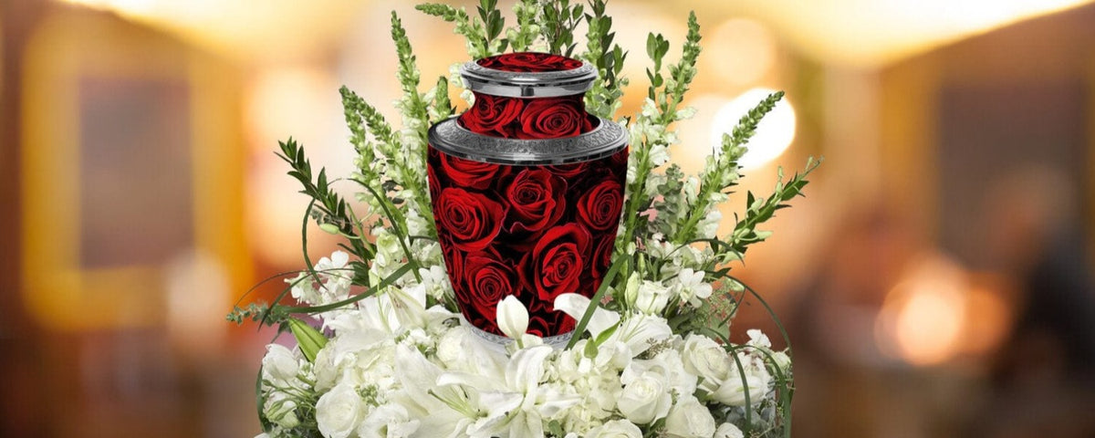 Commemorative Cremation Urns Crimson Rose Cremation Urn