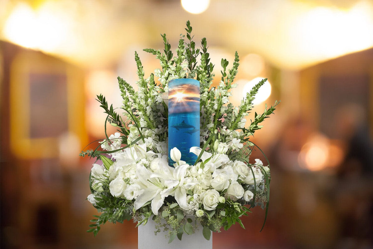Commemorative Cremation Urns Divine Dolphins Biodegradable & Eco Friendly Burial or Scattering Urn / Tube