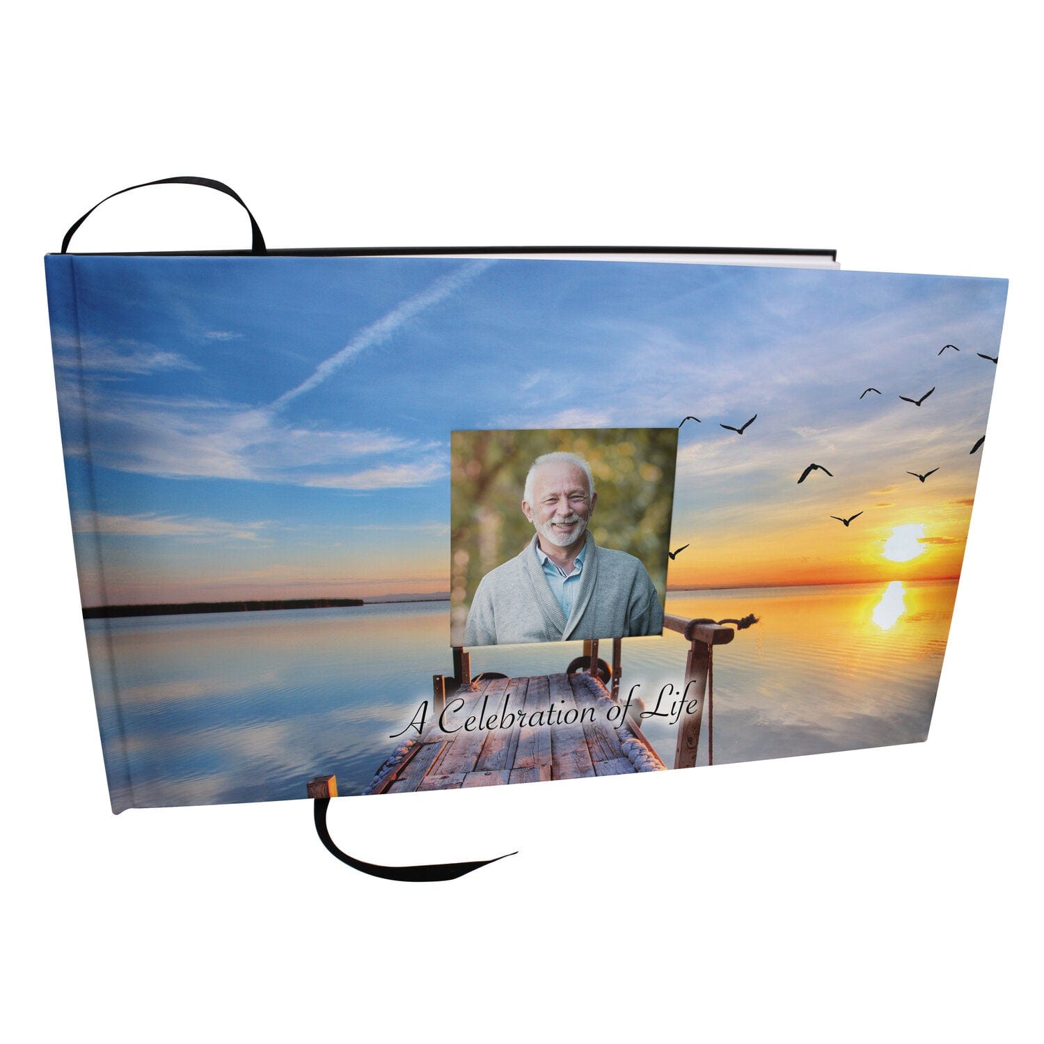 Commemorative Cremation Urns Dock of the Bay Sunset Matching Themed 'Celebration of Life' Guest Book for Funeral or Memorial Service