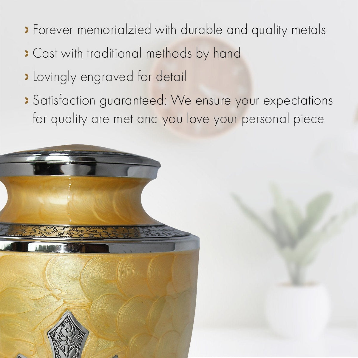 Commemorative Cremation Urns Glory to God Tuscan Yellow Cross Cremation Urn