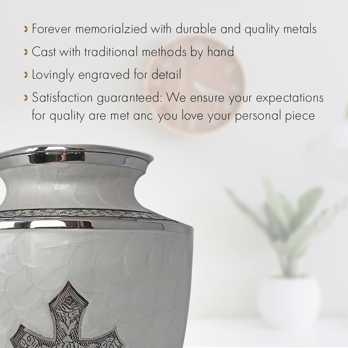 Commemorative Cremation Urns Glory to God White Cross Cremation Urn