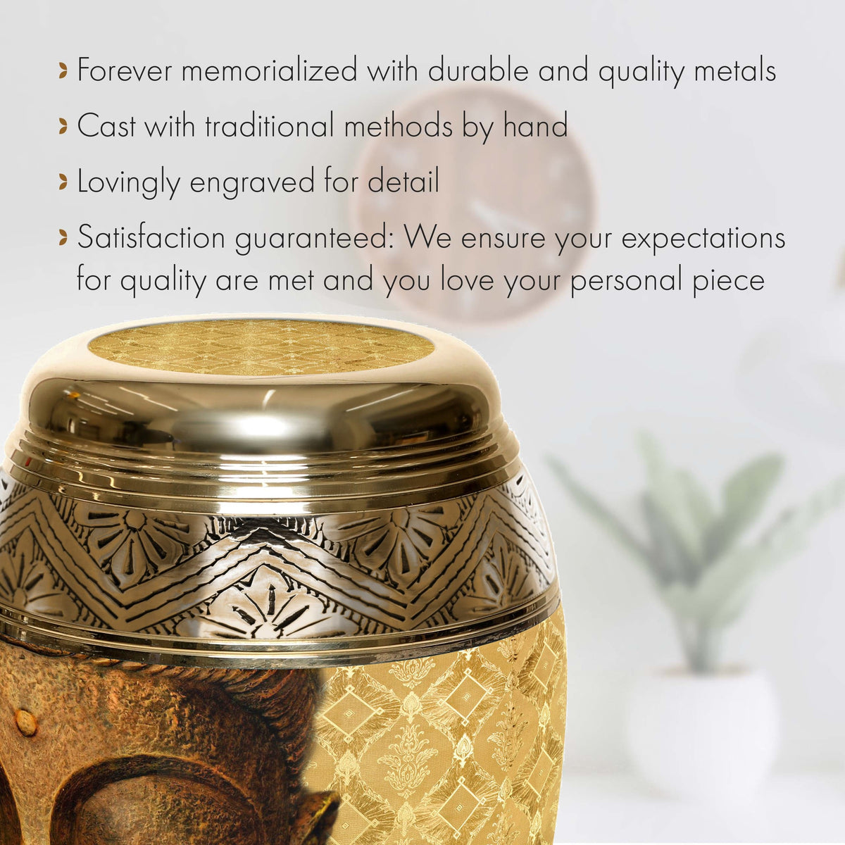 Commemorative Cremation Urns Golden Buddha Cremation Urn