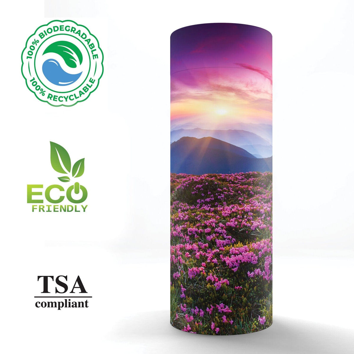 Commemorative Cremation Urns Heaven on Earth - Biodegradable & Eco Friendly Burial or Scattering Urn / Tube