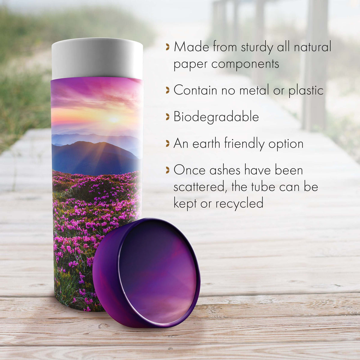 Commemorative Cremation Urns Heaven on Earth - Biodegradable & Eco Friendly Burial or Scattering Urn / Tube