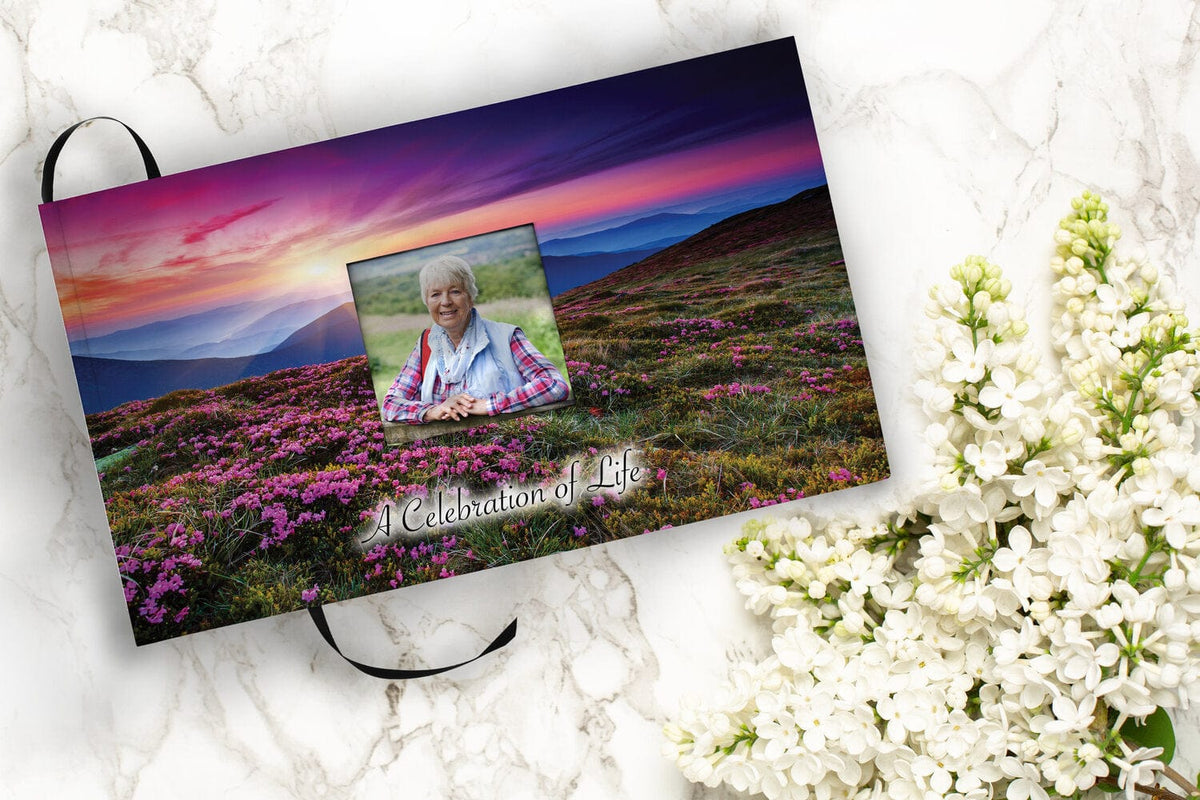 Commemorative Cremation Urns Heaven on Earth Matching Themed 'Celebration of Life' Guest Book for Funeral or Memorial Service