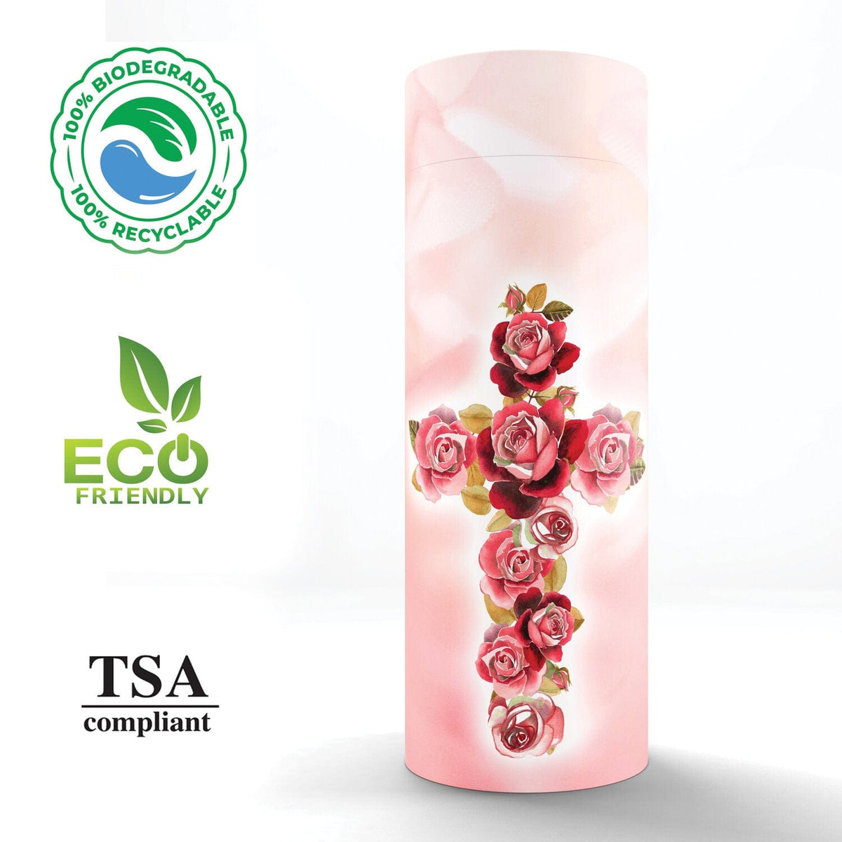 Commemorative Cremation Urns Holy Roses - Biodegradable & Eco Friendly Burial or Scattering Urn / Tube