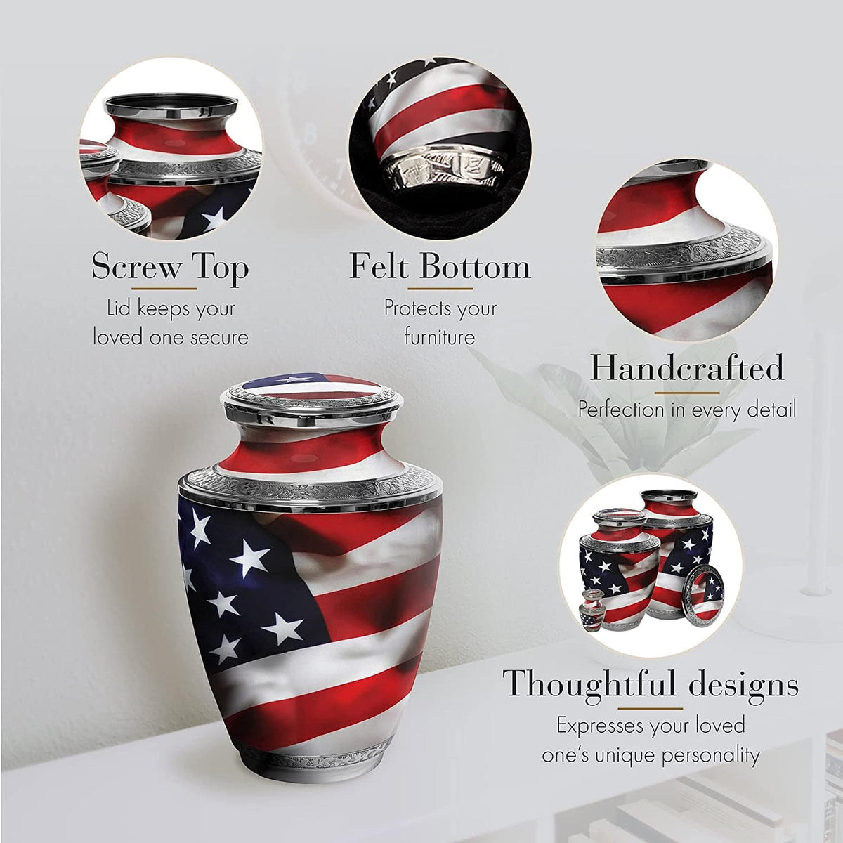 Commemorative Cremation Urns Home & Garden American Flag Cremation Urn