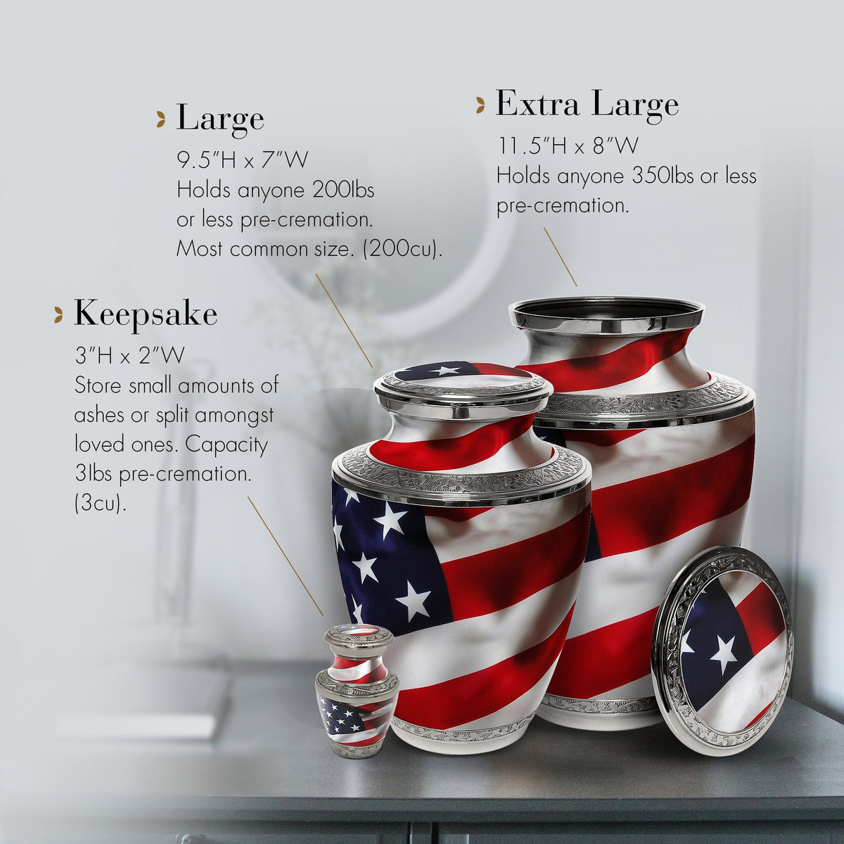 Commemorative Cremation Urns Home & Garden American Flag Cremation Urn
