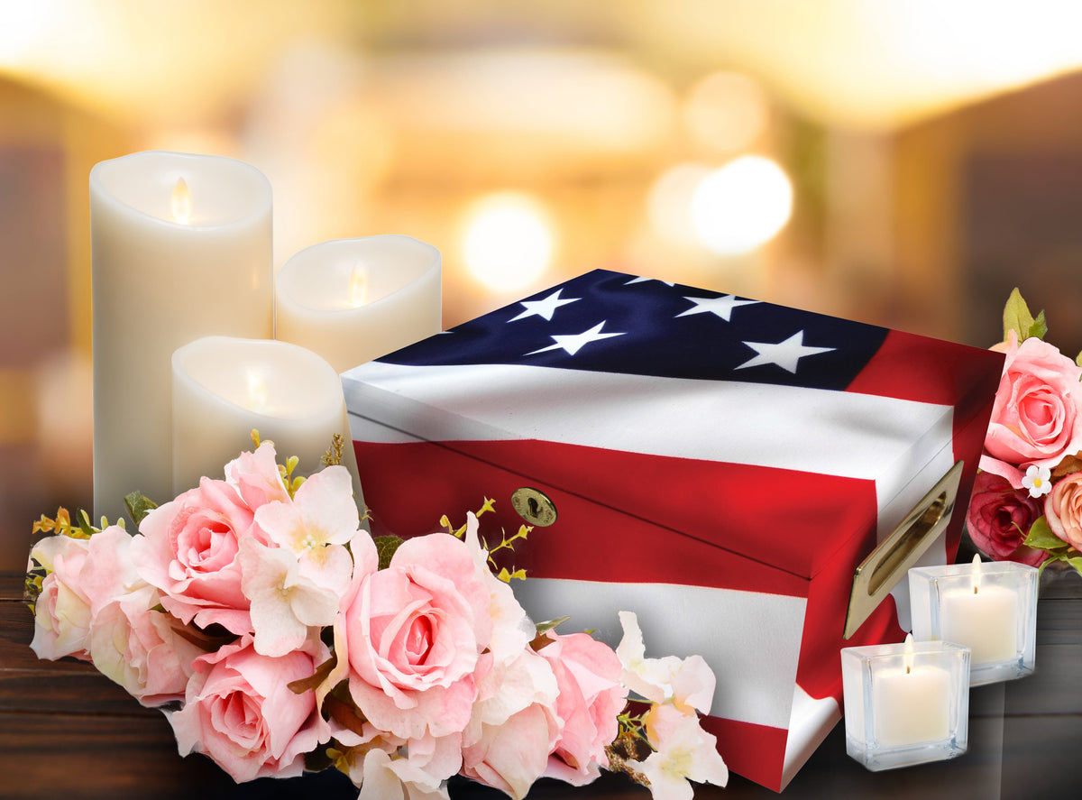 Commemorative Cremation Urns Home & Garden American Flag Memorial Collection Chest Cremation Urn