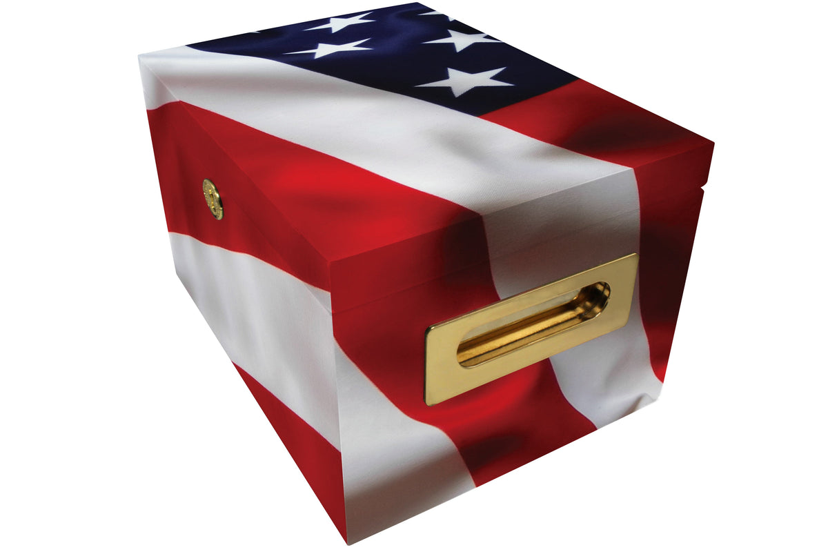 Commemorative Cremation Urns Home & Garden American Flag Memorial Collection Chest Cremation Urn