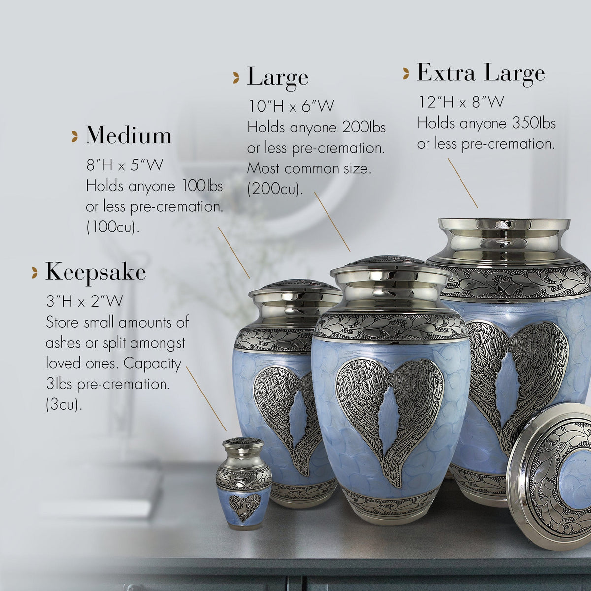 Commemorative Cremation Urns Home & Garden Baby Blue Loving Angel Wings Cremation Urn