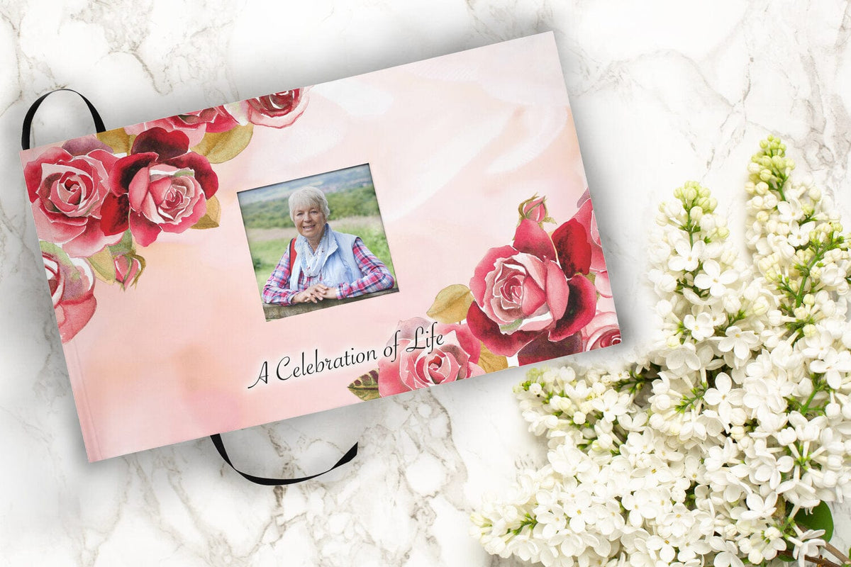 Commemorative Cremation Urns Home & Garden Holy Roses Matching Themed 'Celebration of Life' Guest Book for Funeral or Memorial Service