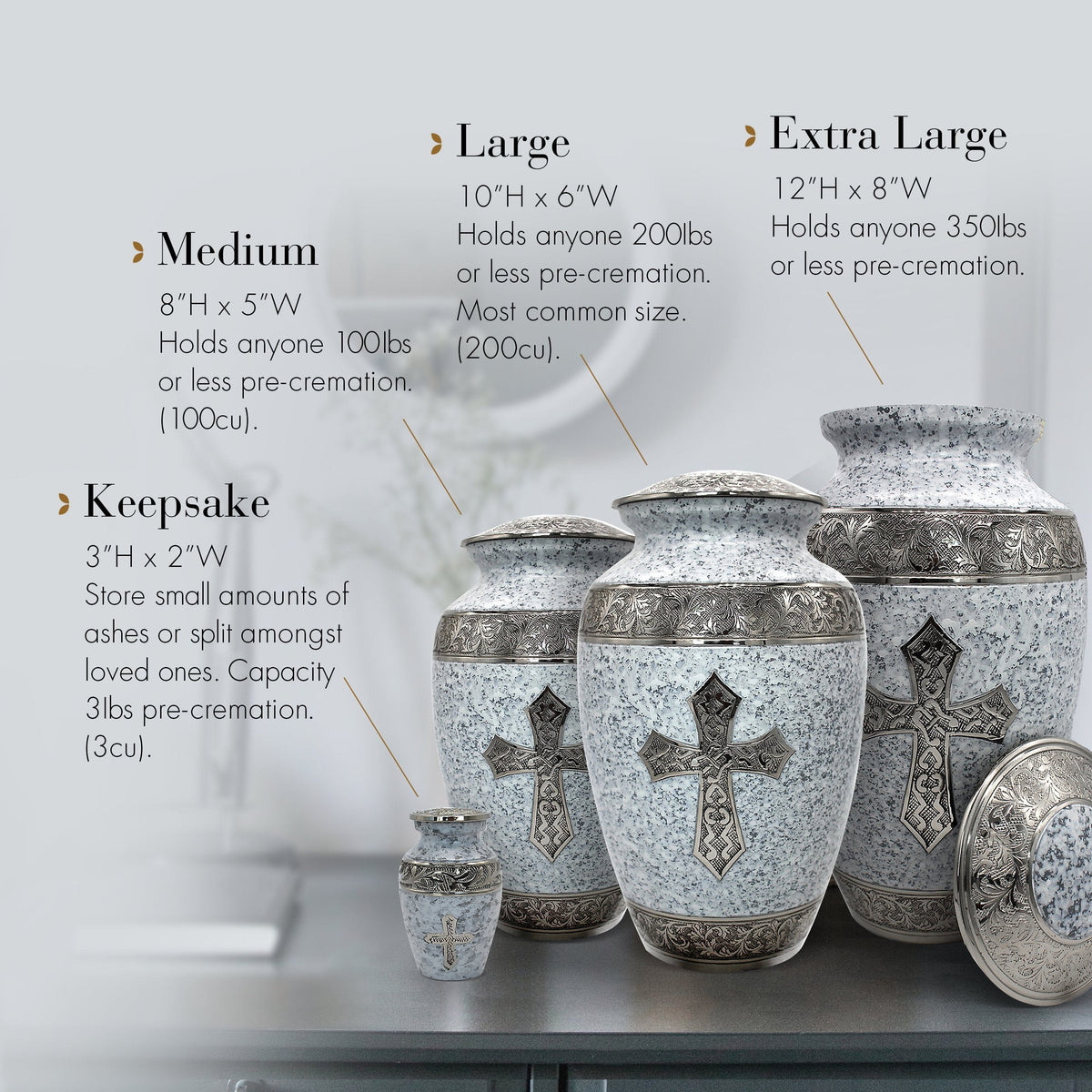 Commemorative Cremation Urns Home & Garden Love of Christ Speckled White Cremation Urn