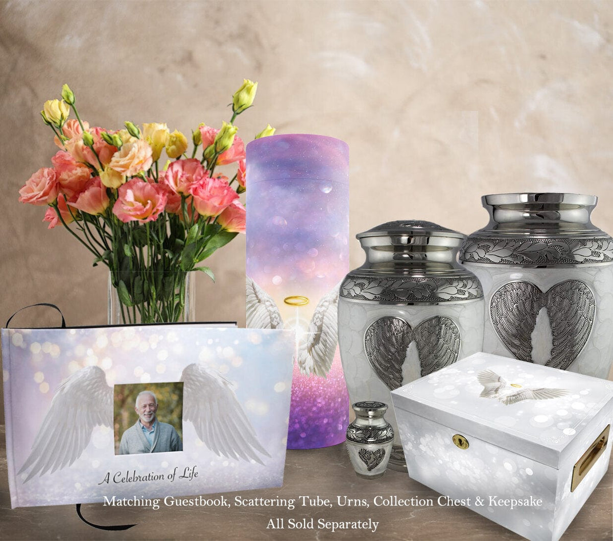Commemorative Cremation Urns Home & Garden Loving Angel Wings - White Cremation Urn