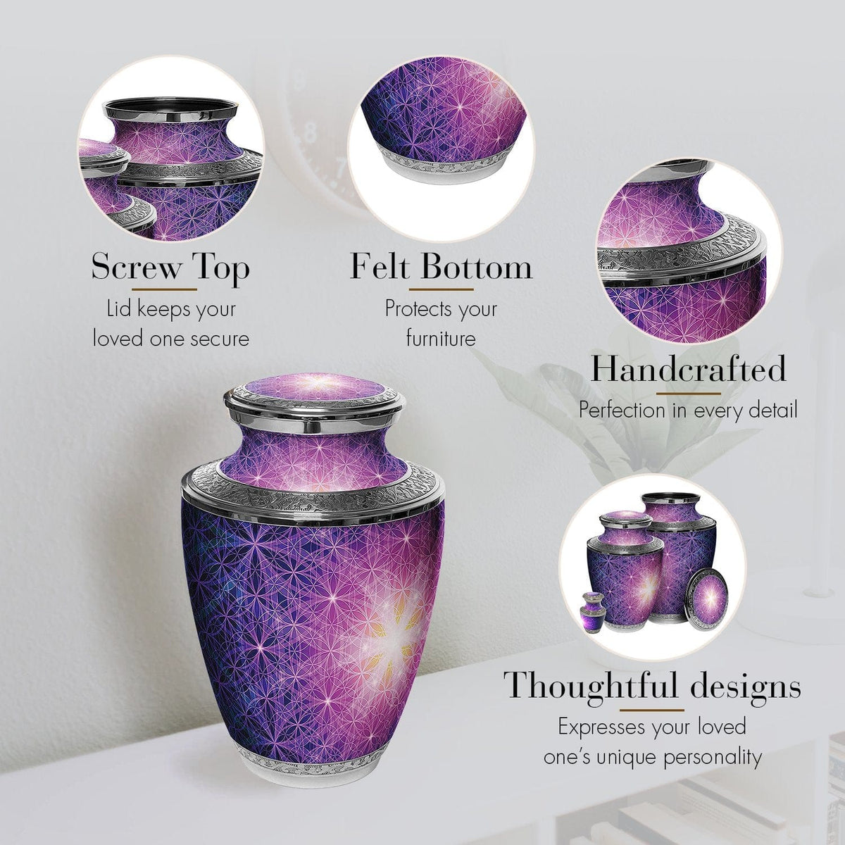Commemorative Cremation Urns Home & Garden Seed of Life Geometric Cremation Urn