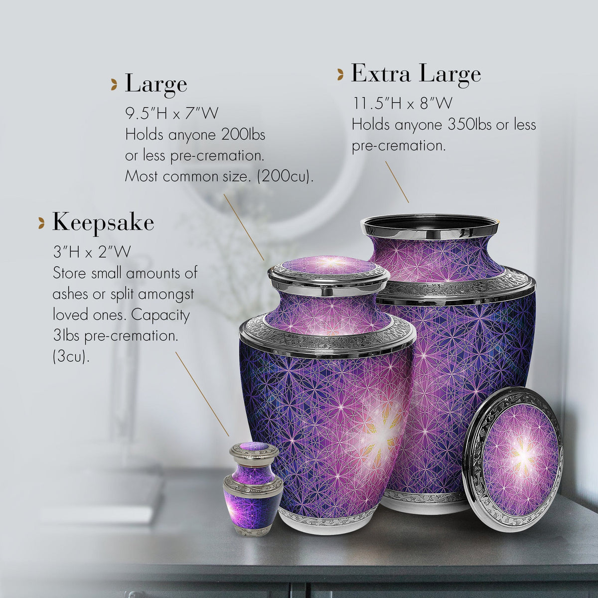 Commemorative Cremation Urns Home & Garden Seed of Life Geometric Cremation Urn