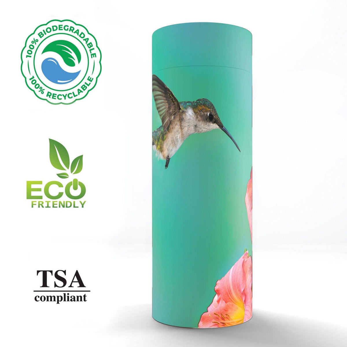 Commemorative Cremation Urns Hummingbird Biodegradable & Eco Friendly Burial or Scattering Urn / Tube