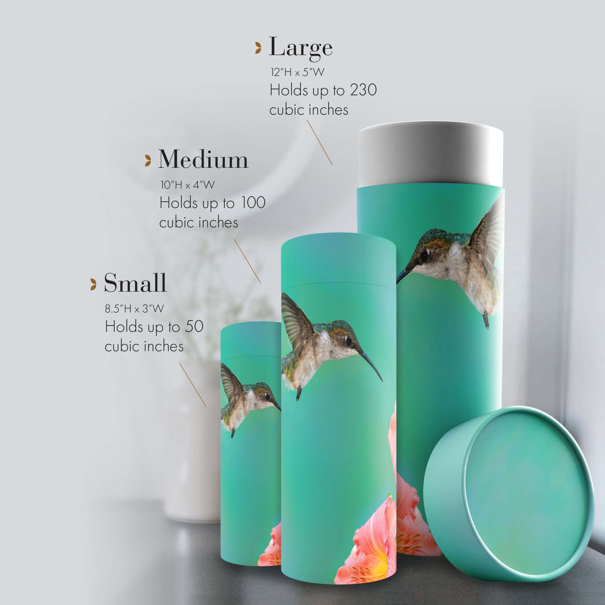 Commemorative Cremation Urns Hummingbird Biodegradable & Eco Friendly Burial or Scattering Urn / Tube