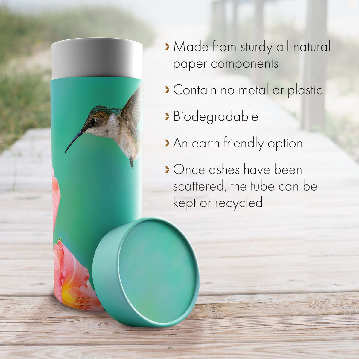 Commemorative Cremation Urns Hummingbird Biodegradable & Eco Friendly Burial or Scattering Urn / Tube