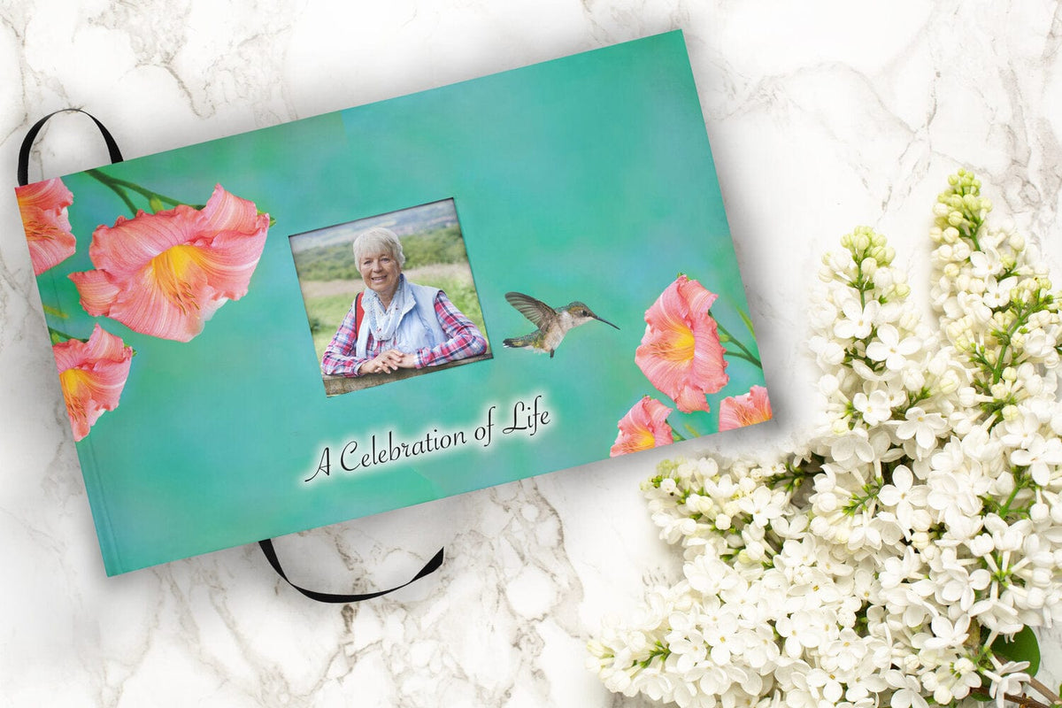 Commemorative Cremation Urns Hummingbird Matching Themed 'Celebration of Life' Guest Book for Funeral or Memorial Service