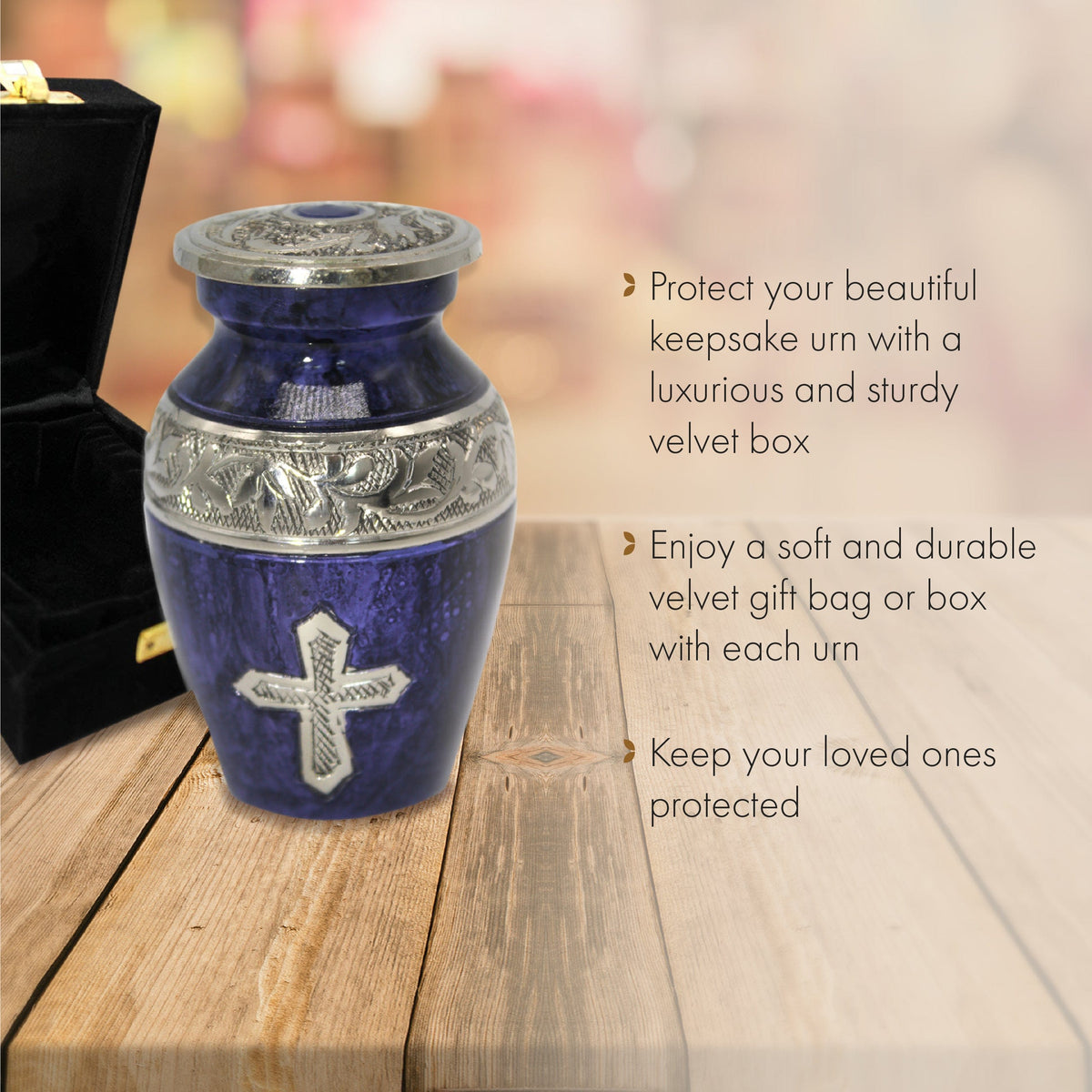Commemorative Cremation Urns Keepsake Set of 4 Love of Christ Violet Cremation Urn