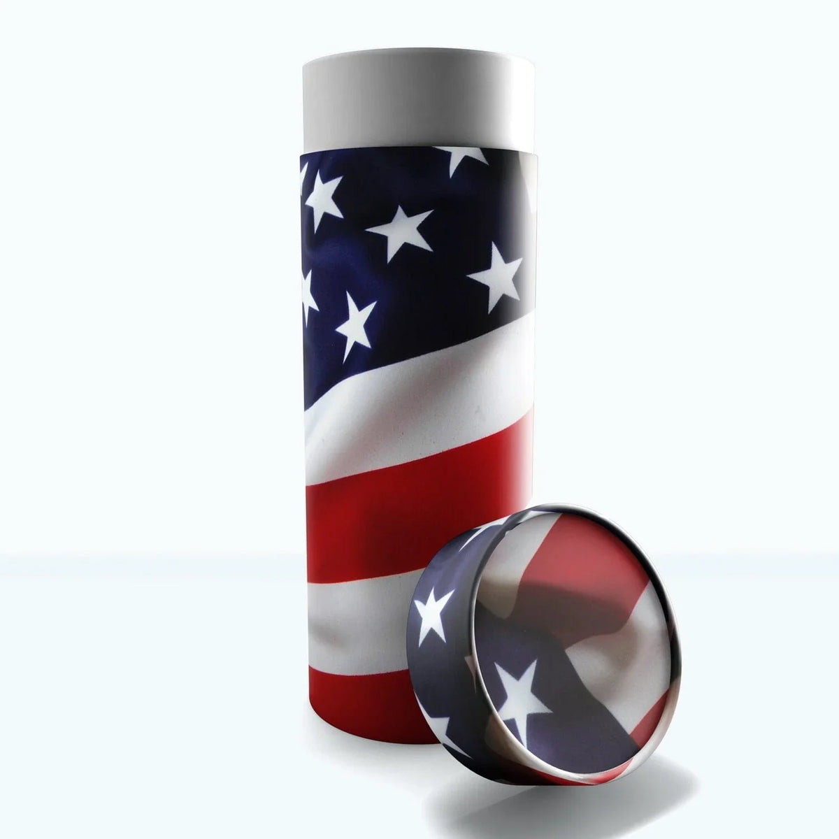 Commemorative Cremation Urns LARGE 12 x 5 - Holds up to 230 cubic inches American Flag - Biodegradable & Eco Friendly Burial or Scattering Urn / Tube