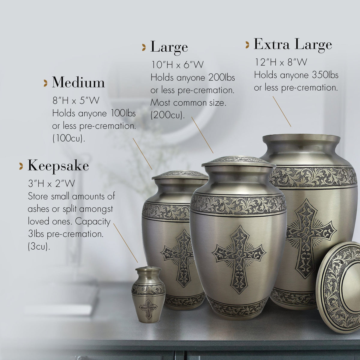 Commemorative Cremation Urns Love of Christ Silver Cremation Urn