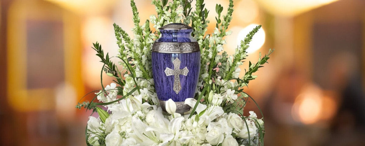 Commemorative Cremation Urns Love of Christ Violet Cremation Urn