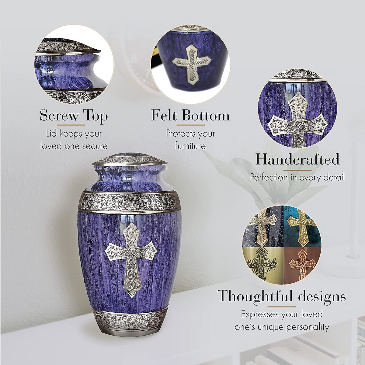 Commemorative Cremation Urns Love of Christ Violet Cremation Urn