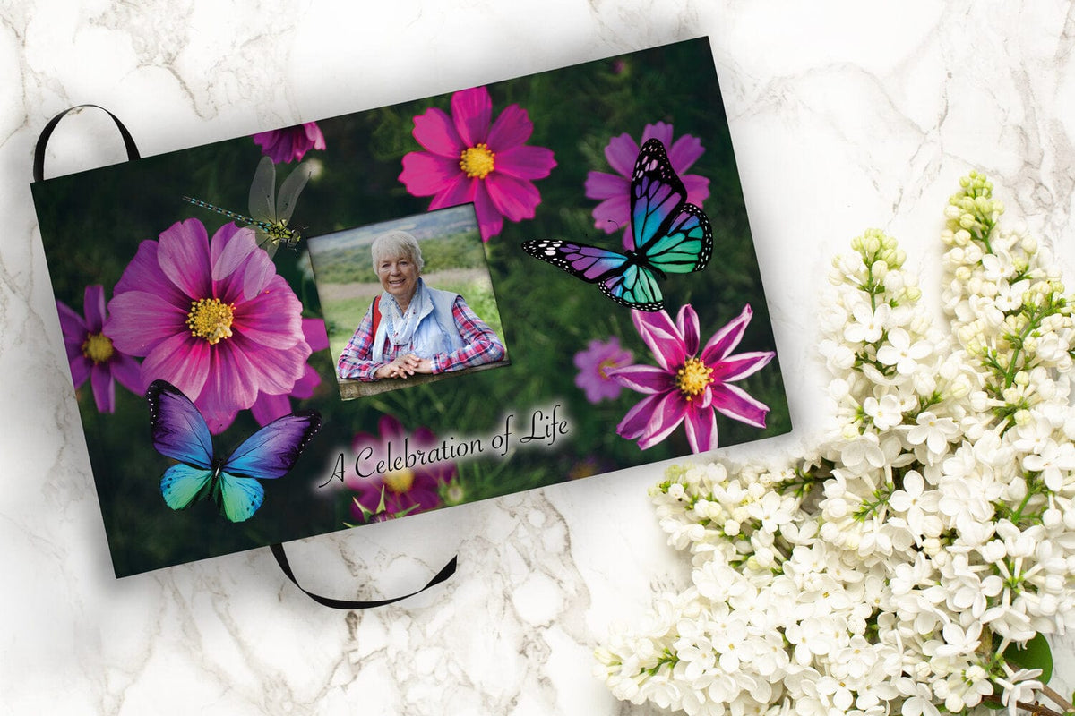 Commemorative Cremation Urns Magical Garden Matching Themed 'Celebration of Life' Guest Book for Funeral or Memorial Service