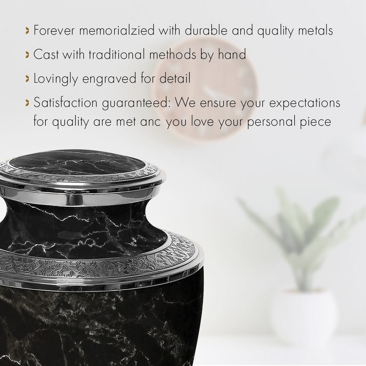 Commemorative Cremation Urns Marble Elegance Black Cremation Urn