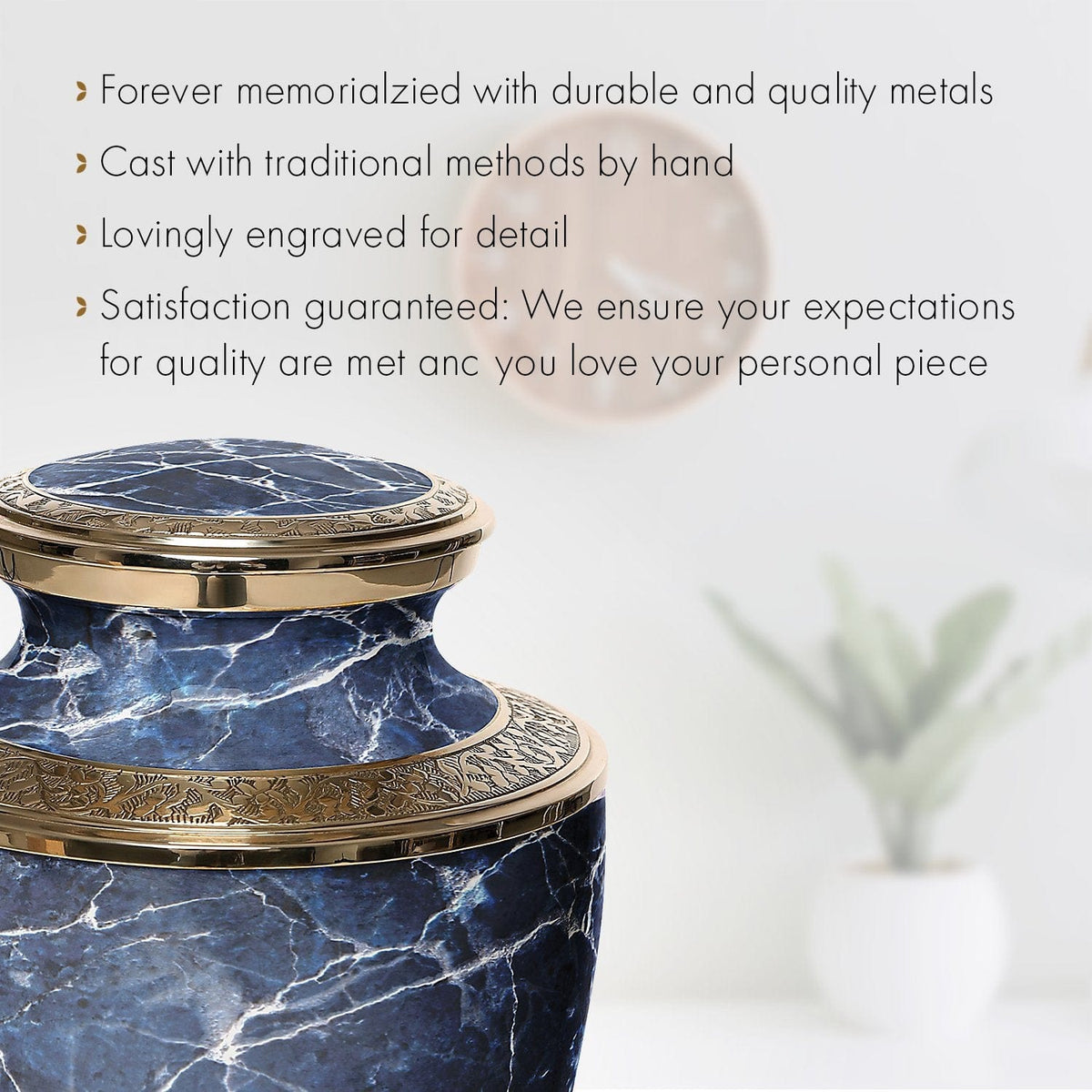 Commemorative Cremation Urns Marble Elegance Blue Cremation Urn