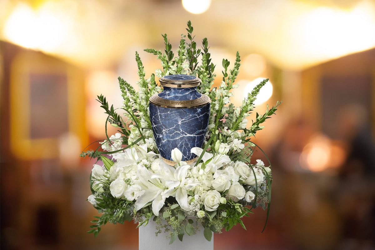 Commemorative Cremation Urns Marble Elegance Blue Cremation Urn