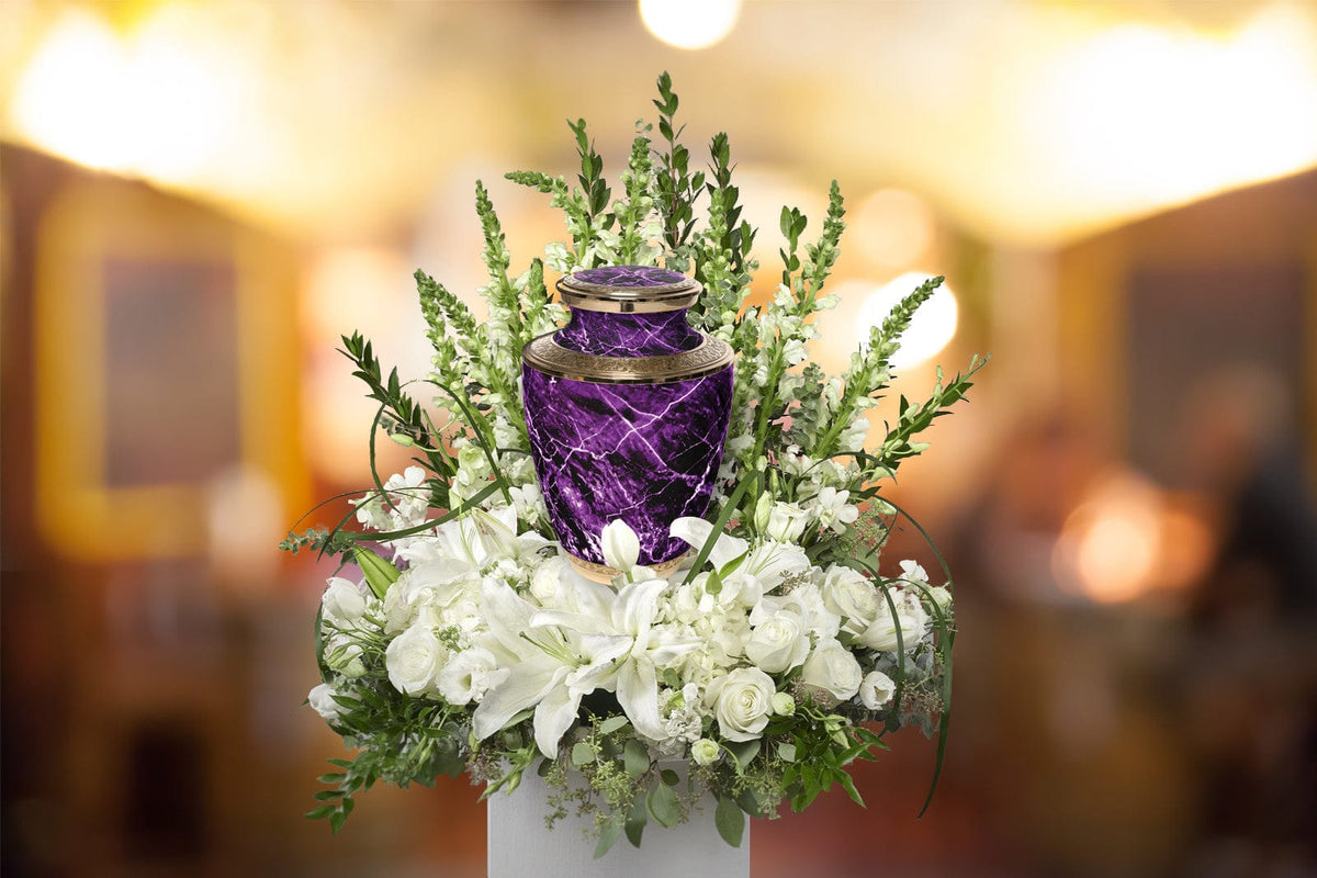 Commemorative Cremation Urns Marble Elegance Purple Cremation Urn