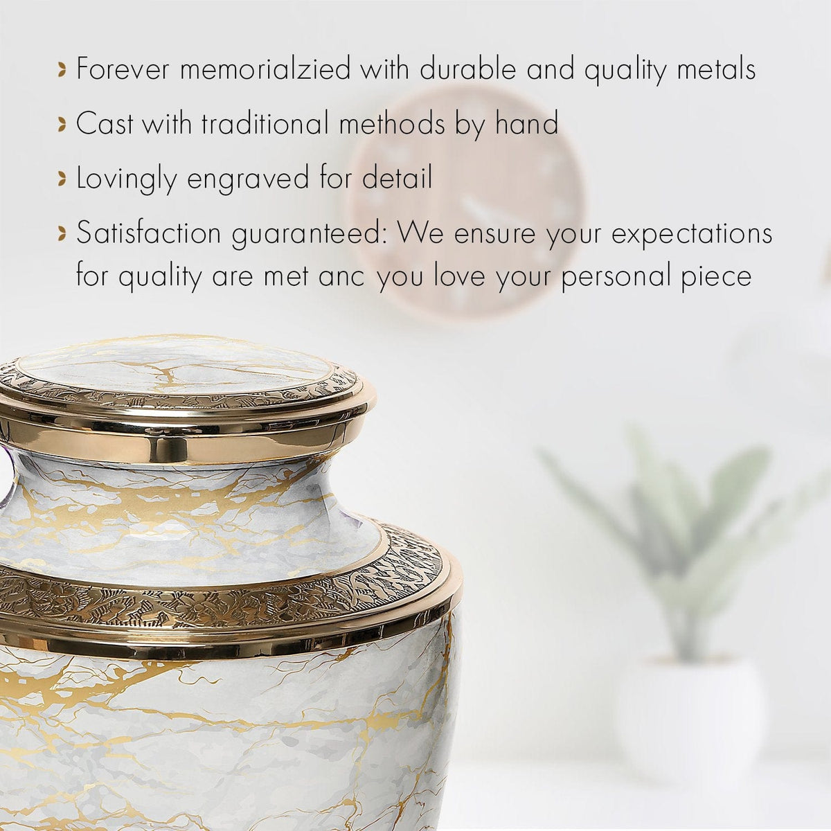 Commemorative Cremation Urns Marble Elegance White Cremation Urn