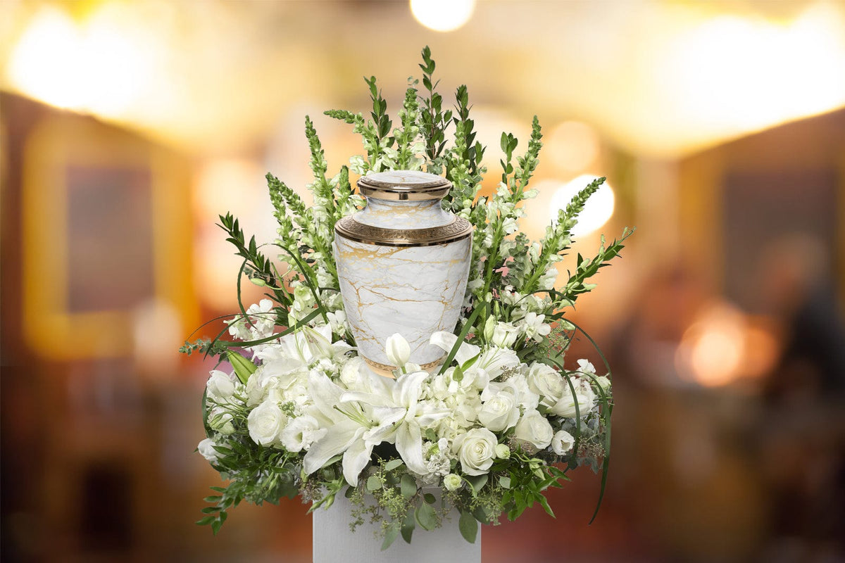 Commemorative Cremation Urns Marble Elegance White Cremation Urn