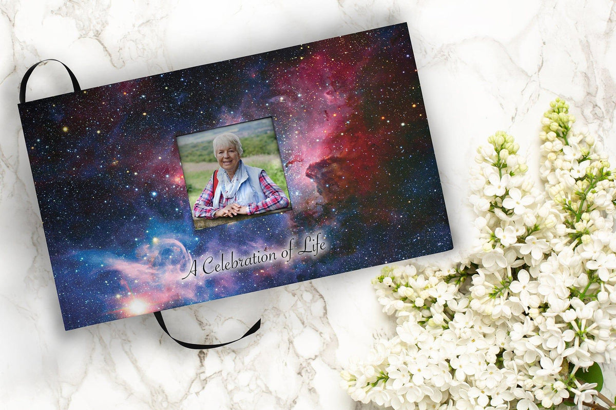 Commemorative Cremation Urns Matching Guestbook Cosmic - Biodegradable & Eco Friendly Burial or Scattering Urn / Tube
