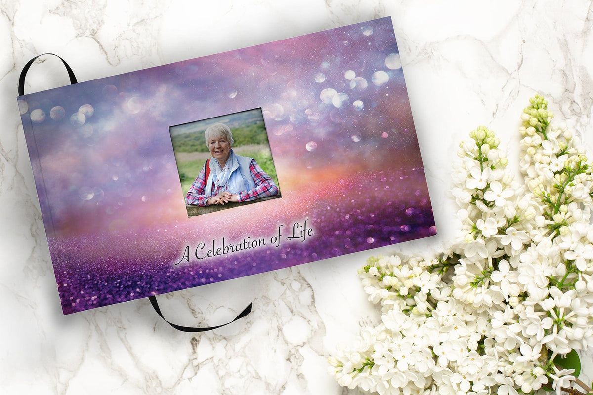 Commemorative Cremation Urns Matching Guestbook Guardian Angel (Purple) - Biodegradable & Eco Friendly Burial or Scattering Urn / Tube