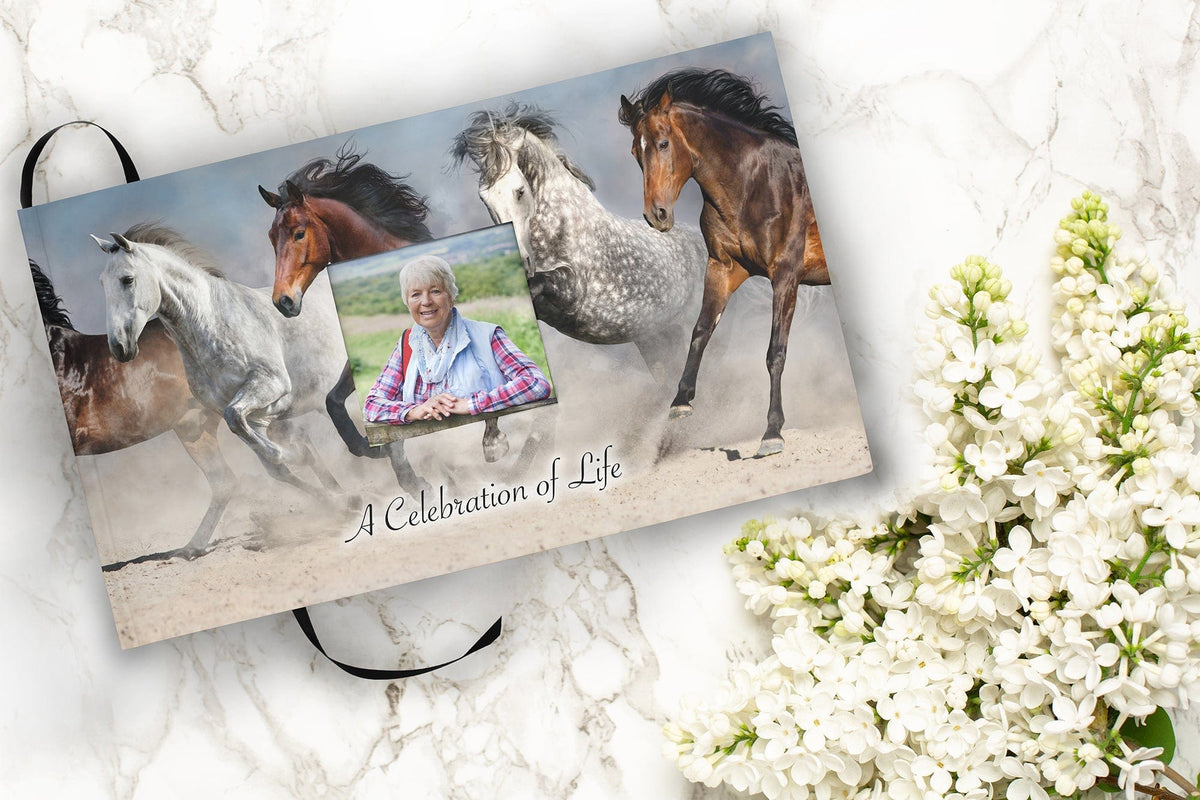 Commemorative Cremation Urns Matching Guestbook Wild Horses Biodegradable &amp; Eco Friendly Burial or Scattering Urn / Tube